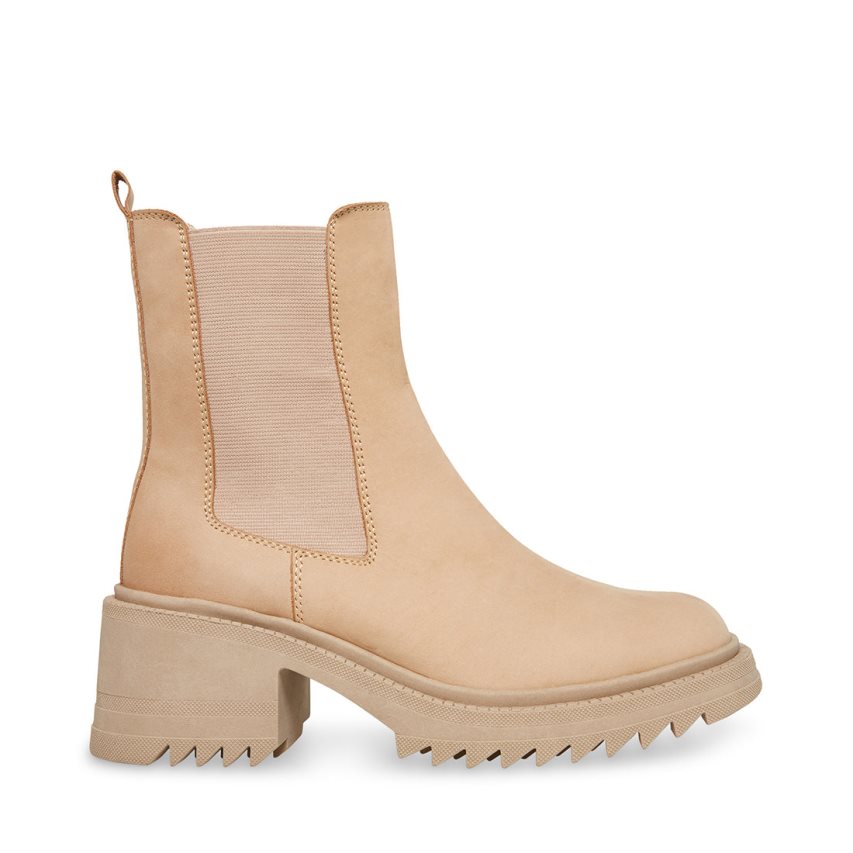 Beige Steve Madden Garth Leather Women\'s Chelsea Boots | PH 5481LBF